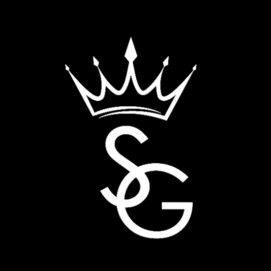 Stylized logo featuring a crown above the letters S and G on a black background.